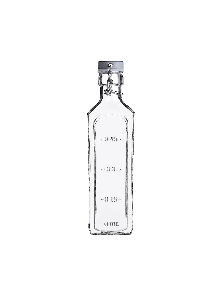 KILNER | Bouteille en verre avec bouchon à étrier 600ml carrée en verre | Transparent