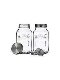 KILNER | Kit de fermentation avec 2 bocaux 1l en verre/acier inoxydable | Transparent