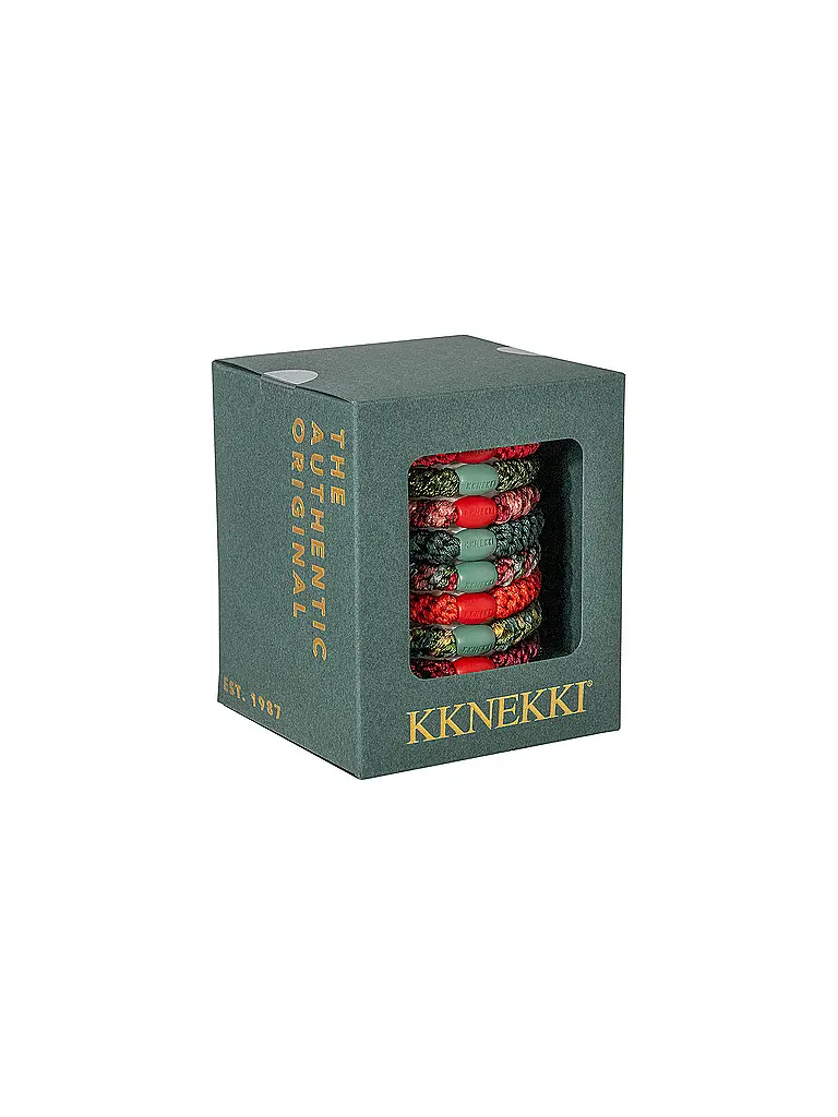 KKNEKKI | Élastiques à cheveux, lot de 8, ÉDITION FÊTES | Rouge