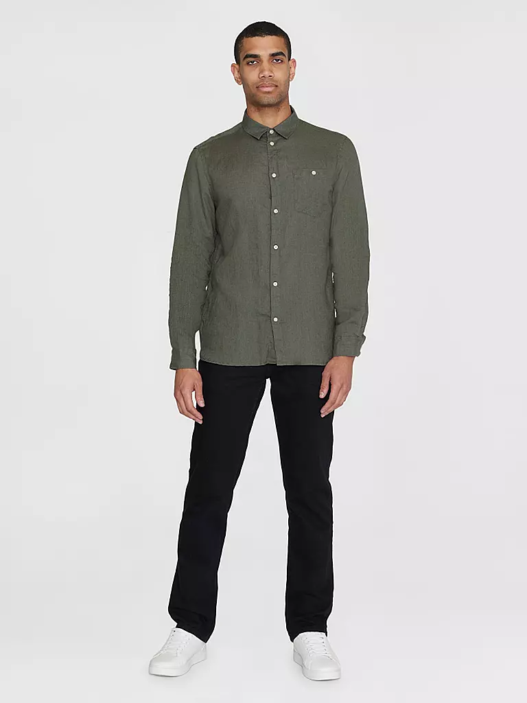 KNOWLEDGE COTTON APPAREL | Chemise en lin | olive