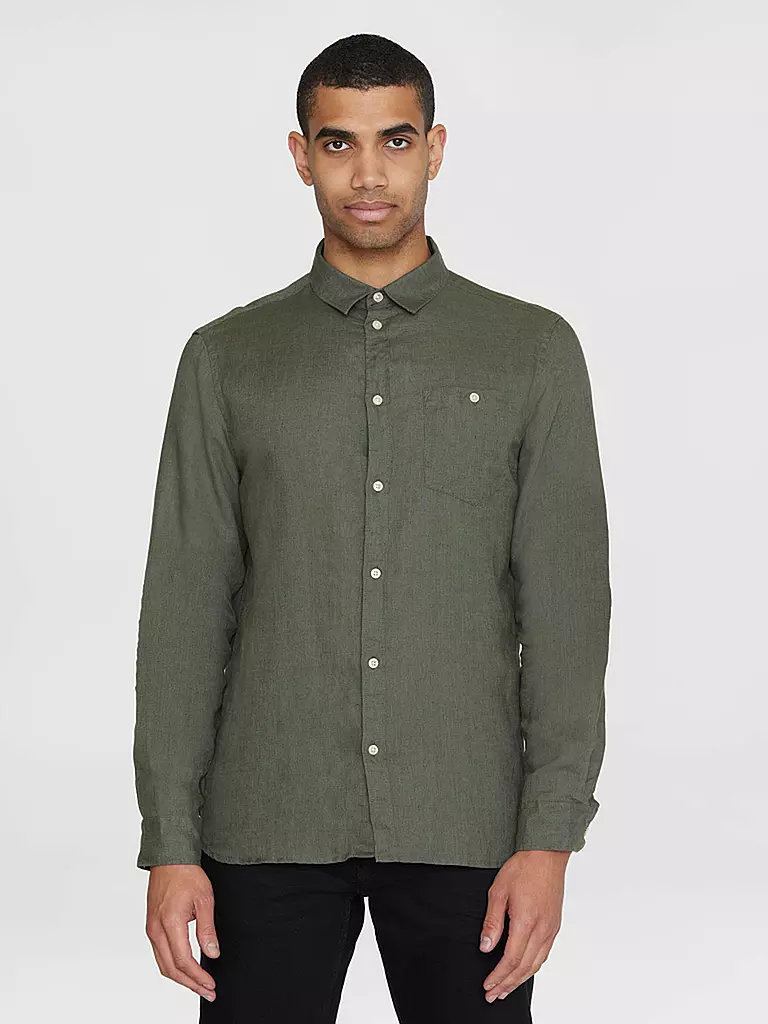 KNOWLEDGE COTTON APPAREL | Chemise en lin | olive