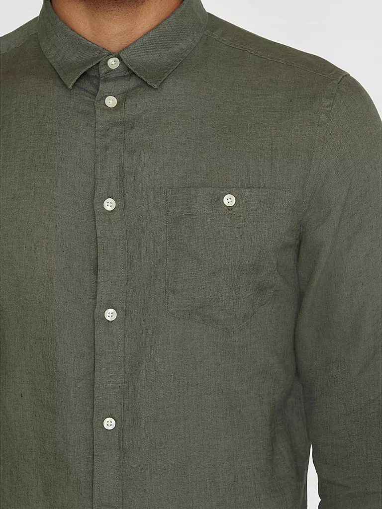 KNOWLEDGE COTTON APPAREL | Chemise en lin | olive