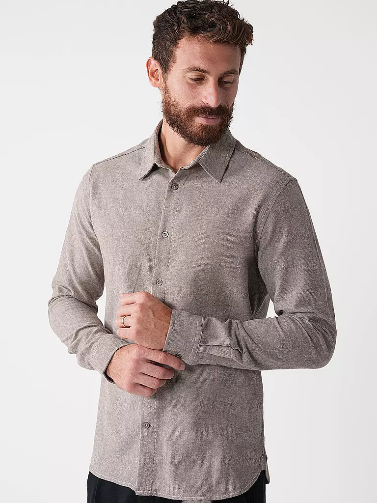 KNOWLEDGE COTTON APPAREL | Flanellhemd Slim Fit | hellgrau