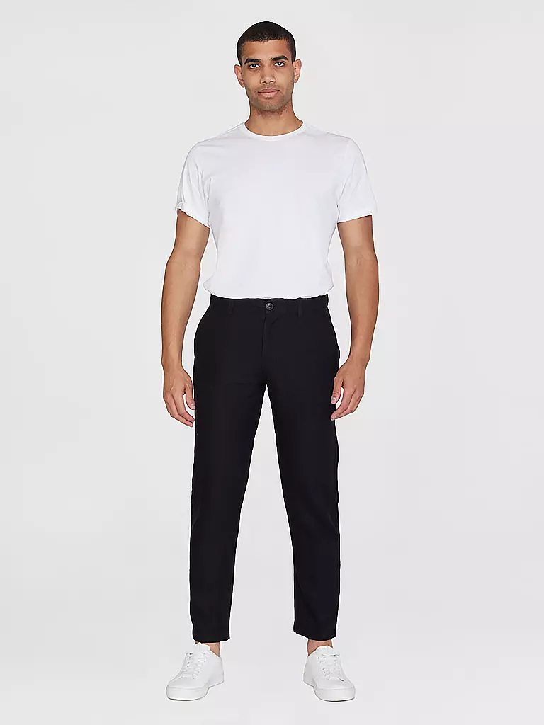 KNOWLEDGE COTTON APPAREL | Leinenchino Loose Fit CHUCK | Noir
