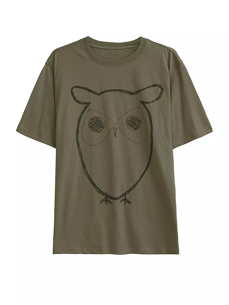 KNOWLEDGE COTTON APPAREL | T-Shirt BIG OWL | Olive