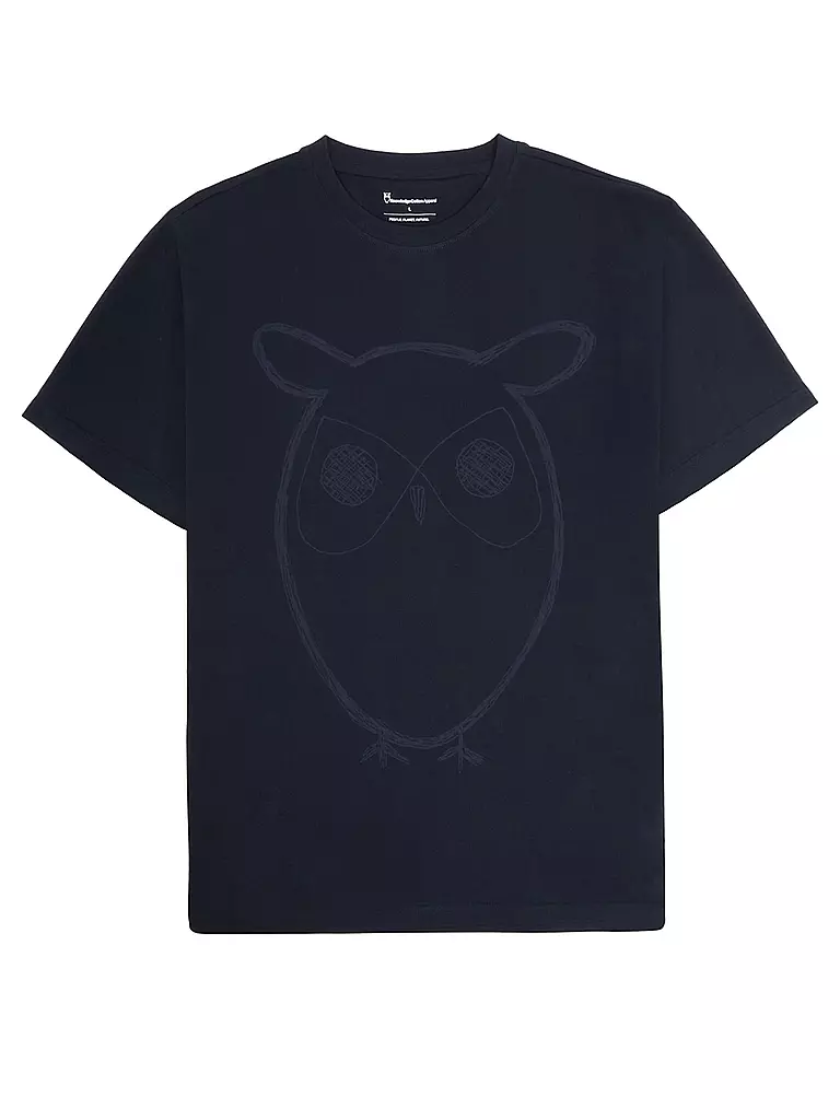 KNOWLEDGE COTTON APPAREL | T-Shirt BIG OWL | Bleu foncé