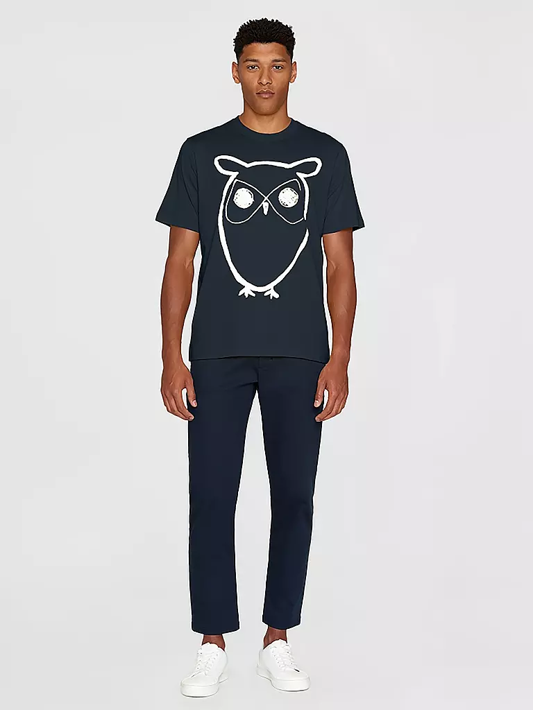 KNOWLEDGE COTTON APPAREL | T-Shirt BIG OWL | blau