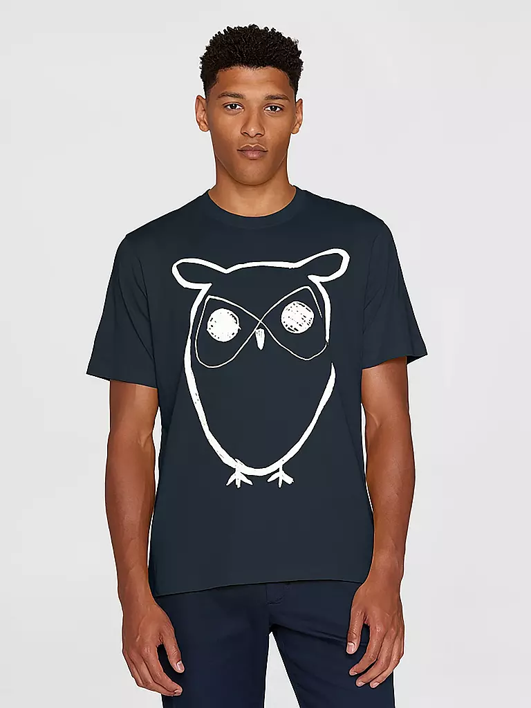 KNOWLEDGE COTTON APPAREL | T-Shirt BIG OWL | blau