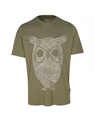 KNOWLEDGE COTTON APPAREL | T-Shirt OWL LINES | Olive