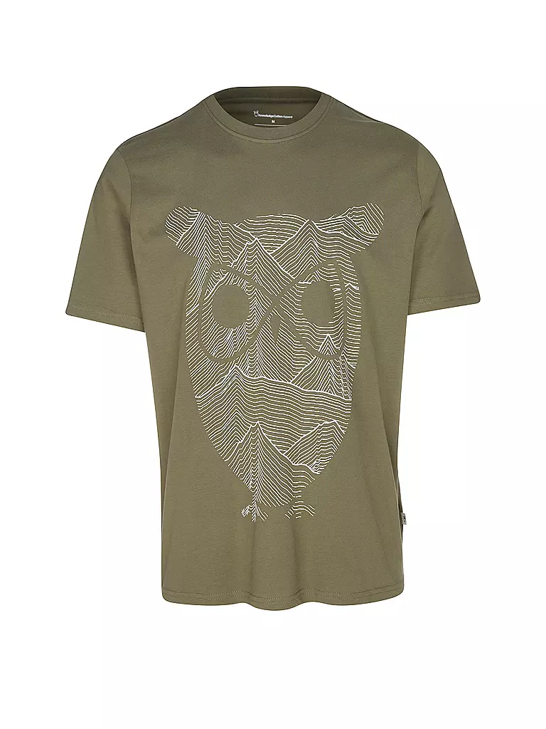 KNOWLEDGE COTTON APPAREL | T-Shirt OWL LINES | Olive