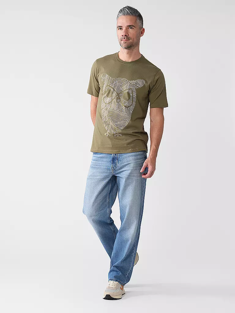 KNOWLEDGE COTTON APPAREL | T-Shirt OWL LINES | Olive