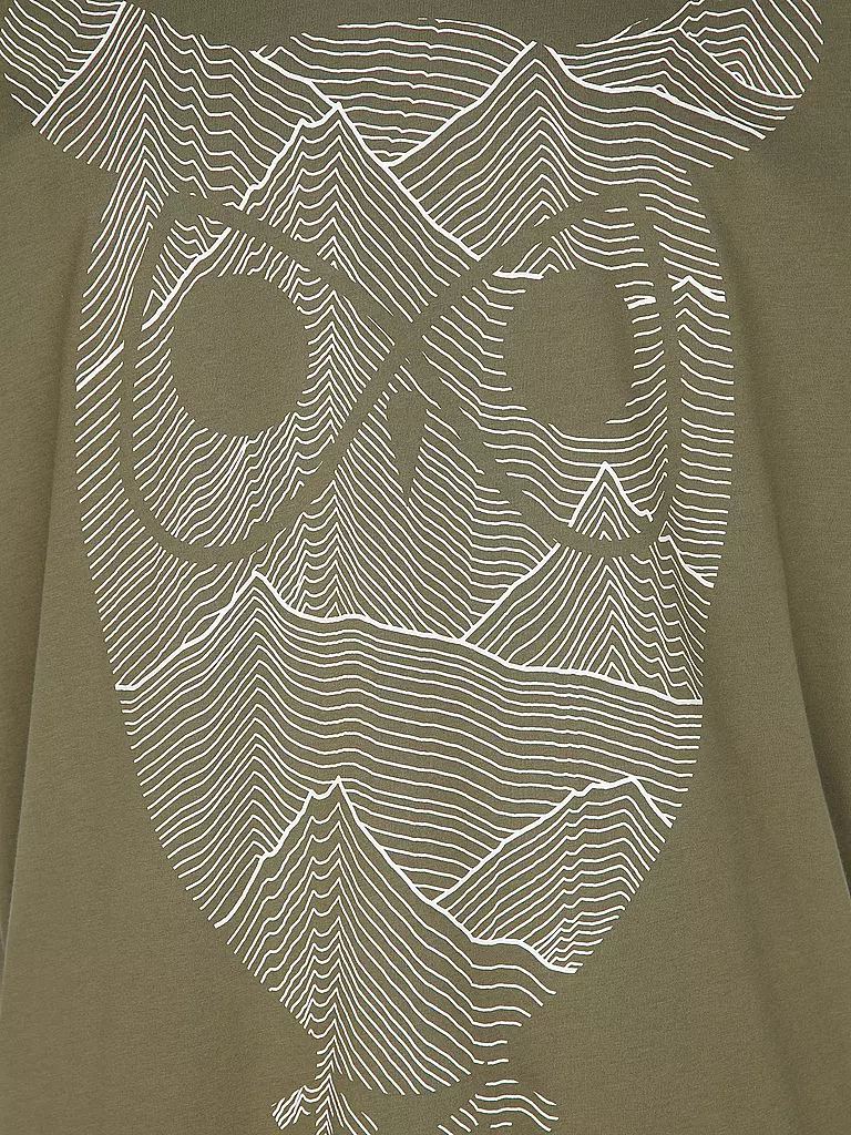 KNOWLEDGE COTTON APPAREL | T-Shirt OWL LINES | Olive