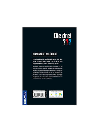 KOSMOS VERLAG | Livre - Les Trois Points d'Interrogation - Manuscrit de Satan
