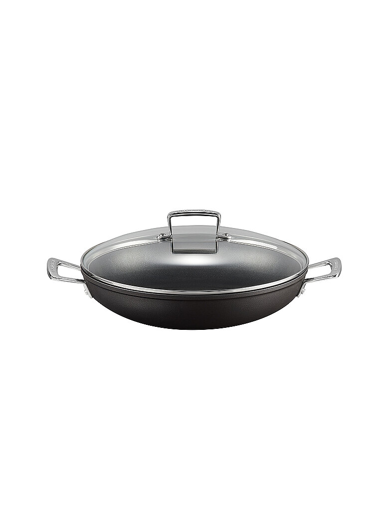 LE CREUSET Poêle professionnelle antiadhésive en aluminium avec couvercle en verre 30 cm Noir noir