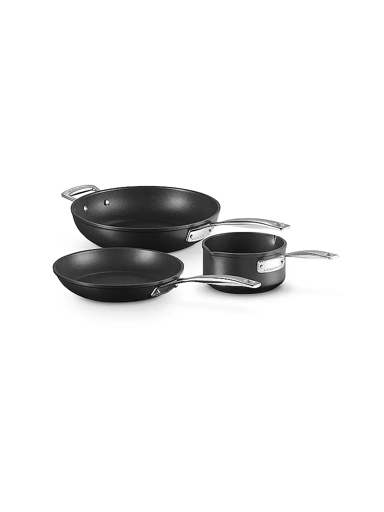 LE CREUSET | Batterie de cuisine 3 pièces antiadhésive en aluminium | Noir