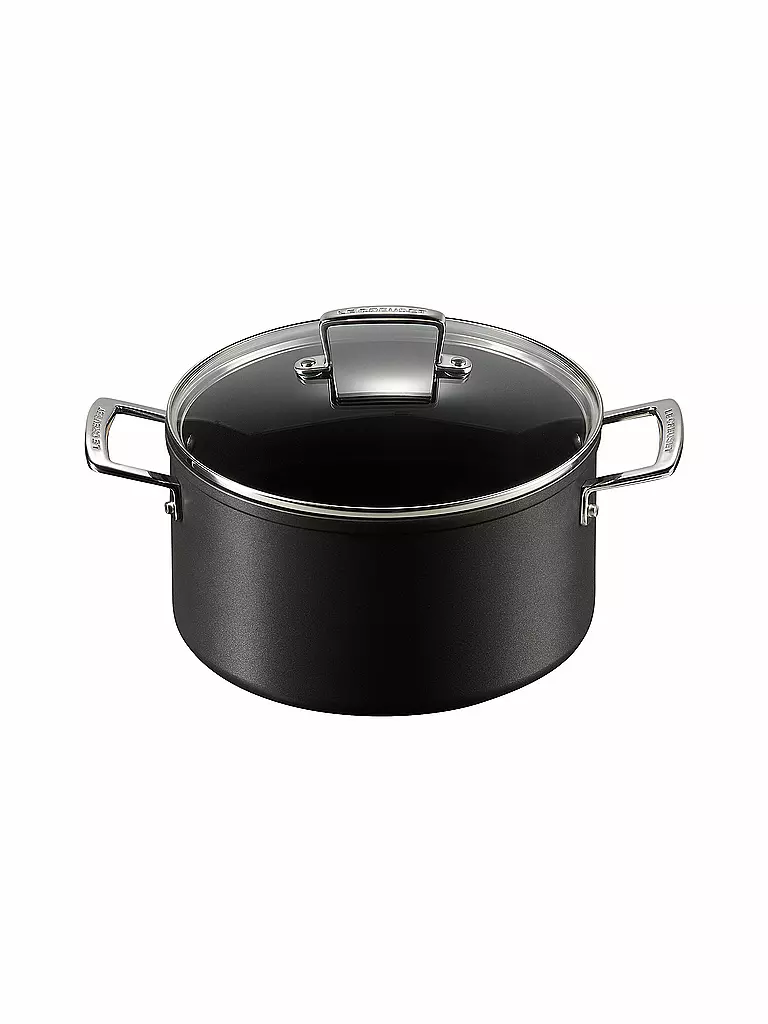 LE CREUSET | Faitout antiadhésif en aluminium avec couvercle 24cm/6l Noir | schwarz