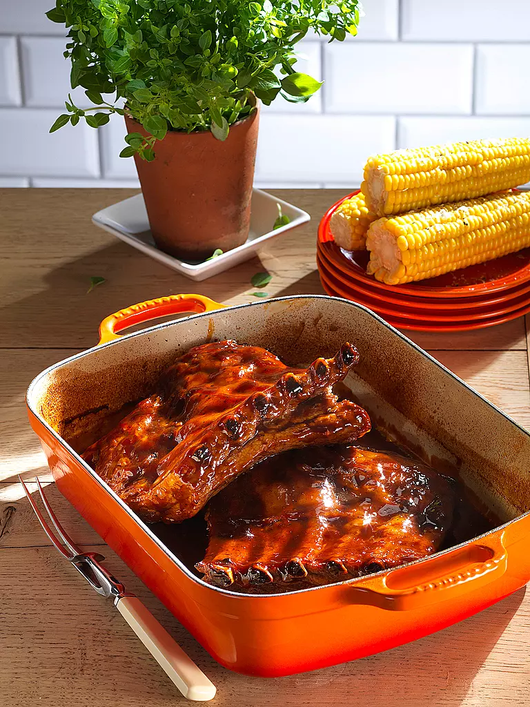 LE CREUSET | Plat à rôtir rectangulaire en fonte 33cm/4,9l SIGNATURE Rouge Four | Orange