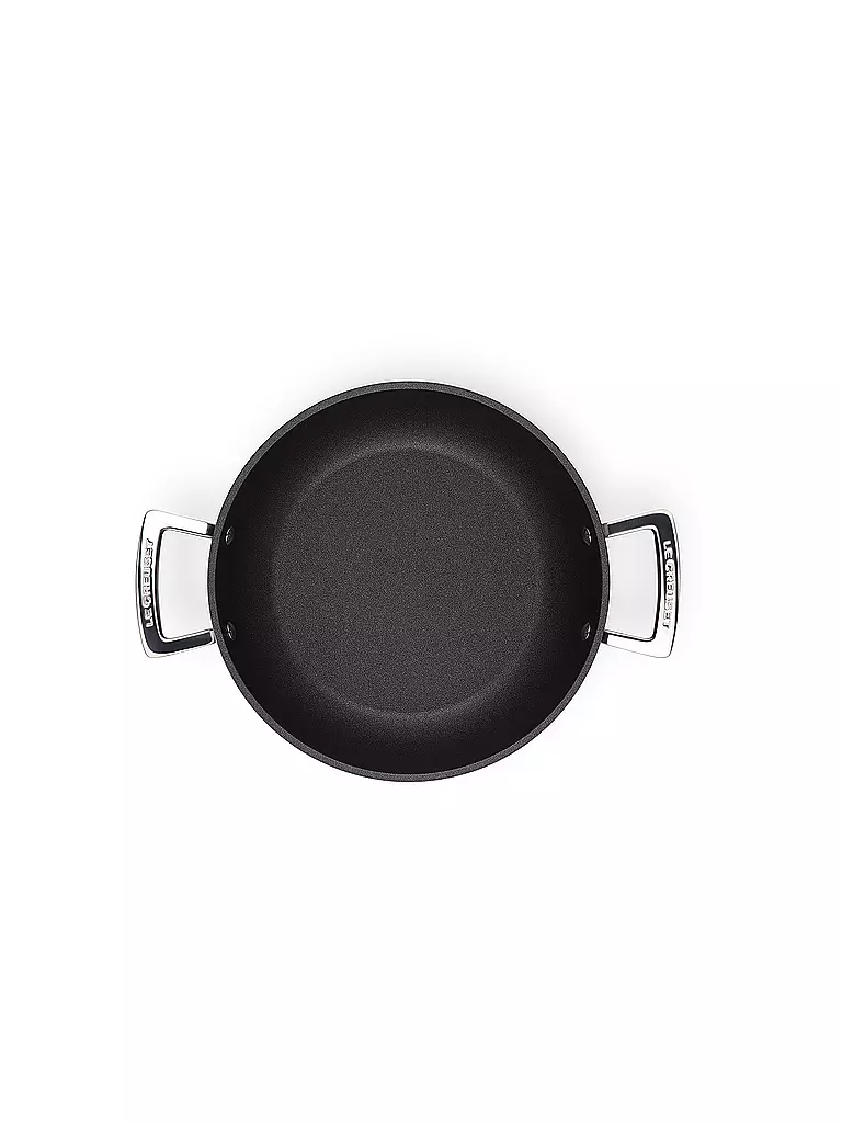 LE CREUSET | Poêle professionnelle antiadhésive en aluminium avec couvercle en verre 24cm/2,3l Noir | 