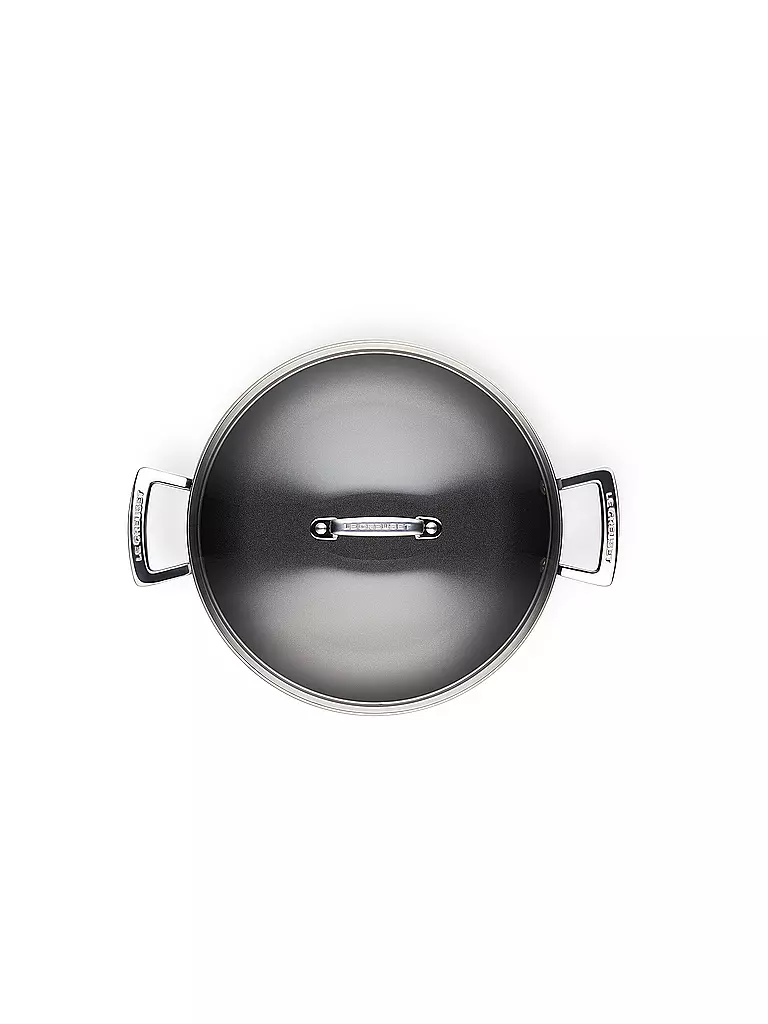 LE CREUSET | Poêle professionnelle antiadhésive en aluminium avec couvercle en verre 28cm/3,2l Noir | 