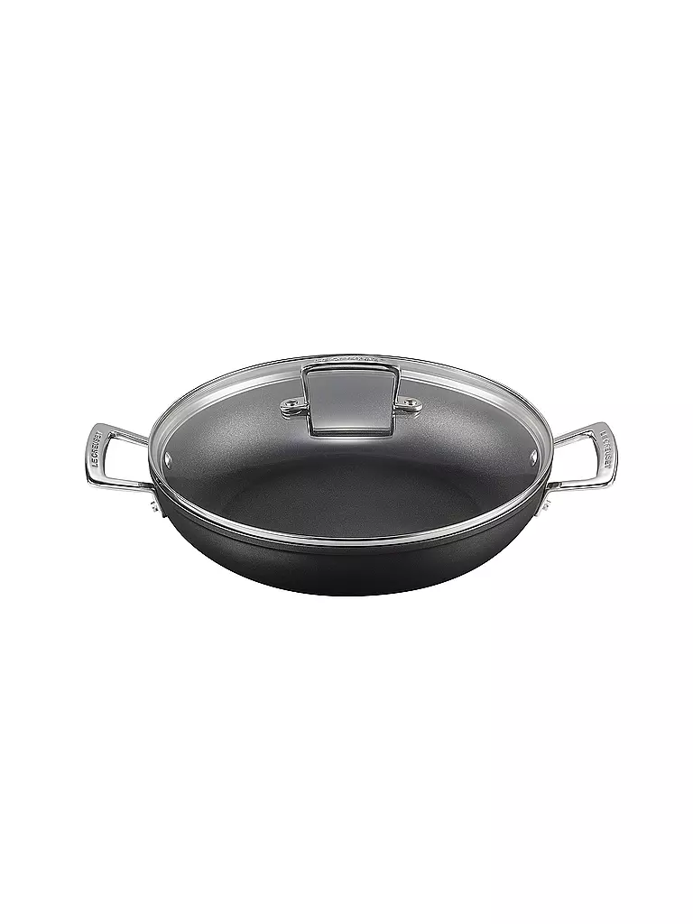 LE CREUSET | Poêle professionnelle antiadhésive en aluminium avec couvercle en verre 28cm/3,2l Noir | 