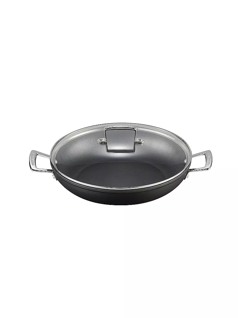 LE CREUSET | Poêle professionnelle antiadhésive en aluminium avec couvercle en verre 30 cm Noir | schwarz