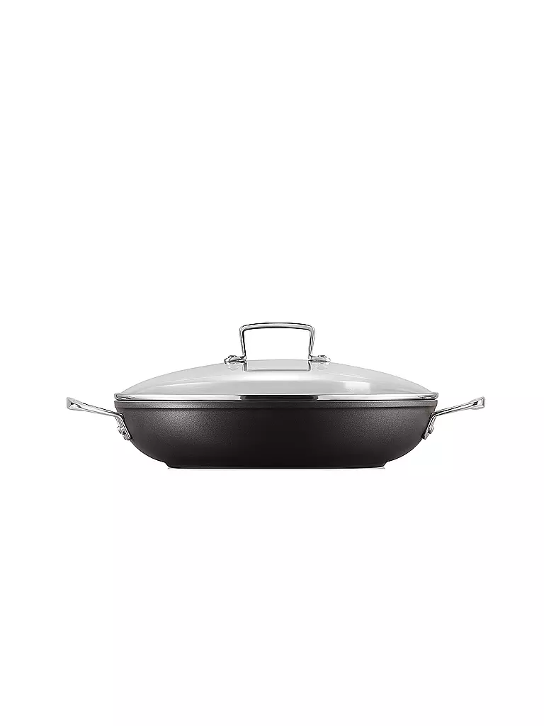 LE CREUSET | Poêle professionnelle antiadhésive en aluminium avec couvercle en verre 30 cm Noir | 