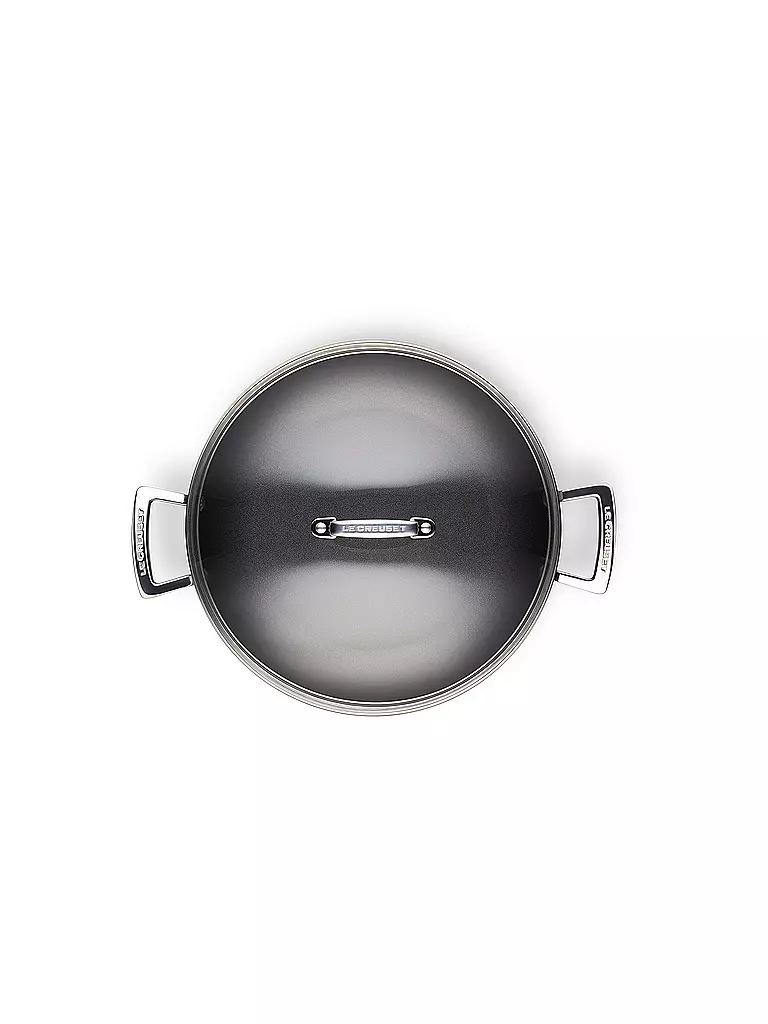 LE CREUSET | Poêle professionnelle antiadhésive en aluminium avec couvercle en verre 30 cm Noir | 