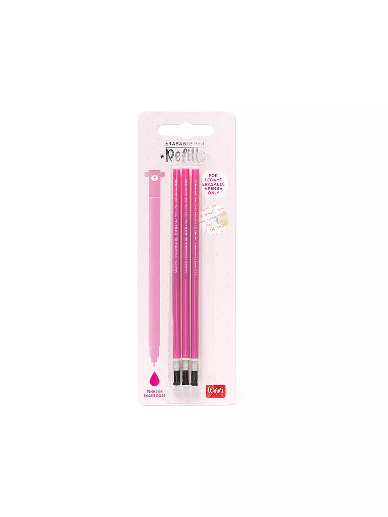 LEGAMI | Recharge pour stylo gel effaçable, lot de 3, rose | Aucune couleur