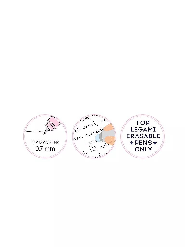 LEGAMI | Recharge pour stylo gel effaçable, lot de 3, rose | Aucune couleur