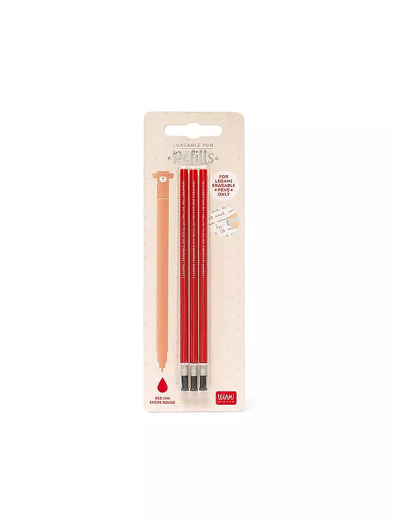 LEGAMI | Recharge pour stylo gel effaçable, paquet de 3, rouge | keine Farbe