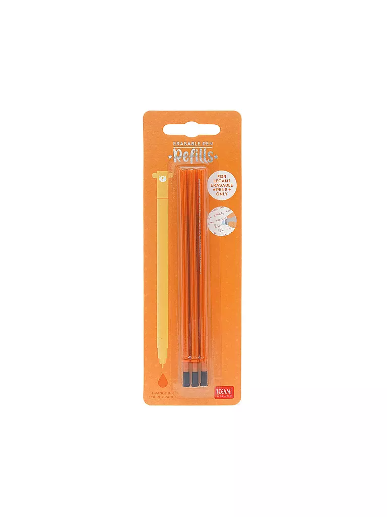 LEGAMI | Recharge pour stylo gel effaçable - Erasable Pen Lot de 3 Orange | Aucune couleur