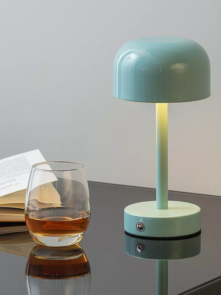 LEITMOTIV | Lampe de table LED JAMES Iron Shiny | hellblau