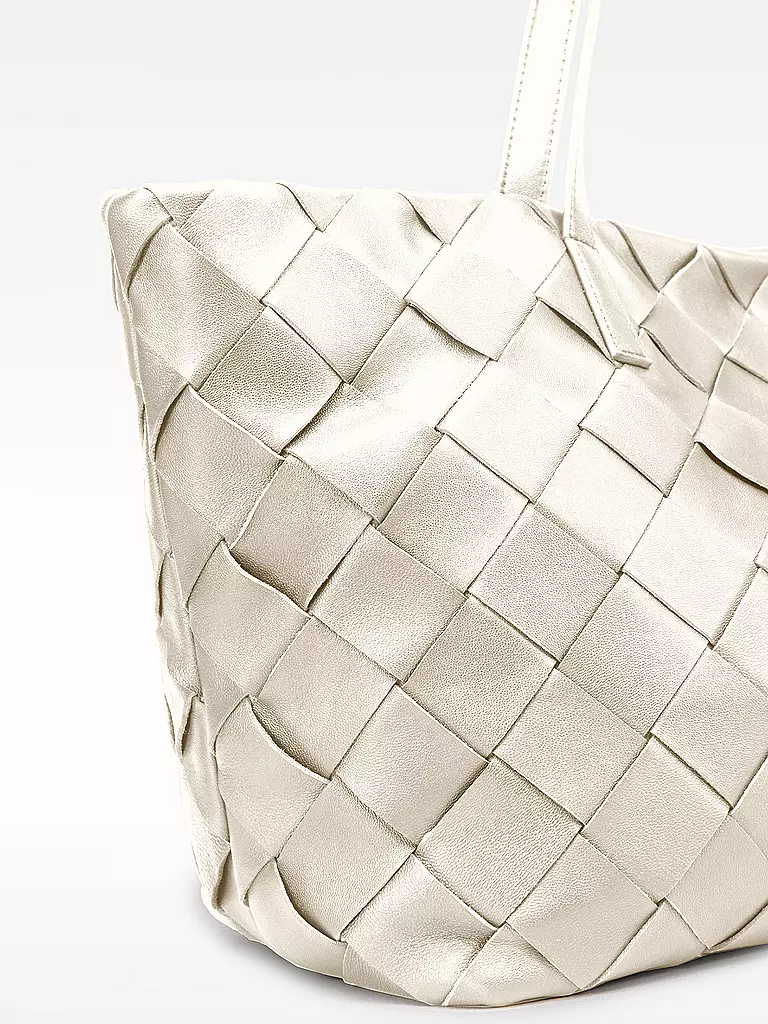 LES VISIONNAIRES | Ledertasche - Shopper ODILE WEAVE | Blanc