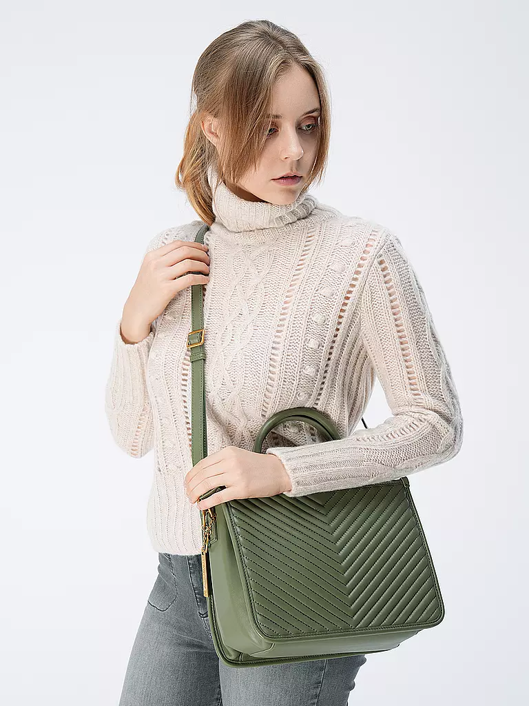LES VISIONNAIRES | Ledertasche - Tot Bag LENA QUILTING | Vert foncé