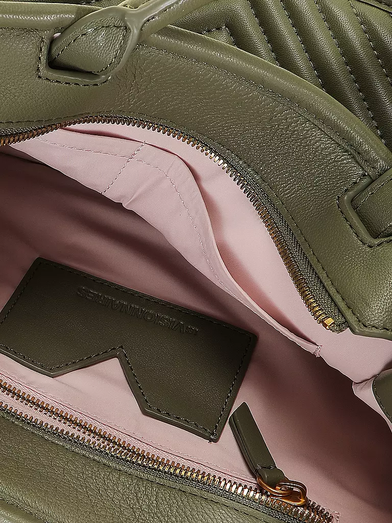 LES VISIONNAIRES | Ledertasche - Tot Bag LENA QUILTING | Vert foncé