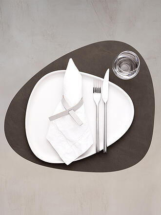 LIND DNA | Set de table ovale en cuir NUPO 37x44cm Caviar