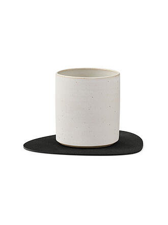 LIND DNA | Sous-verre ovale en cuir NUPO 11x13cm Black Ink