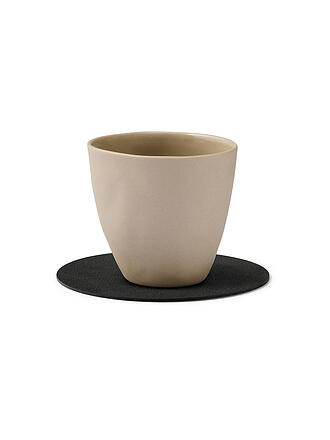 LIND DNA | Sous-verre rond en cuir NUPO 10cm Black Ink