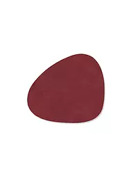 LIND DNA | Sous-verre ovale en cuir 11x13cm Bleu clair | Rouge