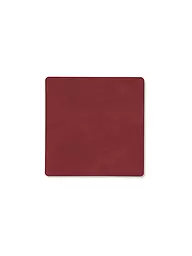 LIND DNA | Sous-verre en cuir carré Nupo 10x10cm Gris clair | Rouge