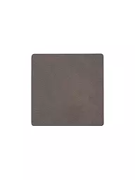 LIND DNA | Sous-verre en cuir carré Nupo 10x10cm Gris clair | Marron