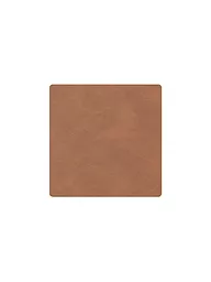 LIND DNA | Sous-verre en cuir carré Nupo 10x10cm Gris clair | Marron