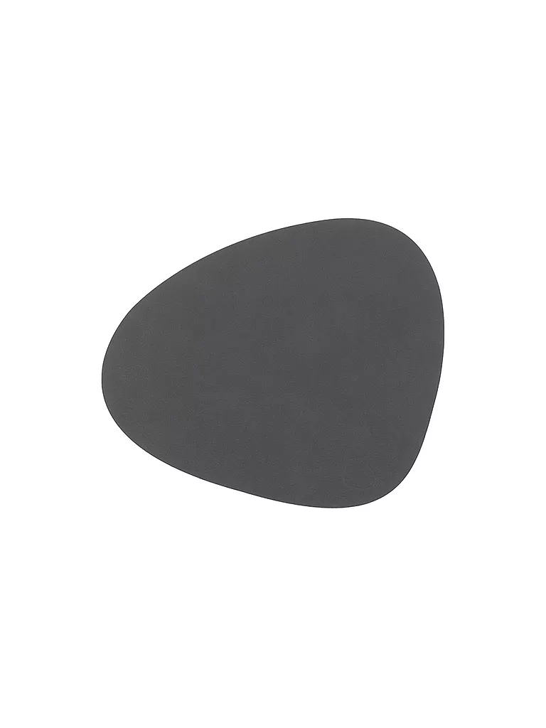 LIND DNA | Sous-verre ovale en cuir Nupo 11x13cm Anthracite | grau