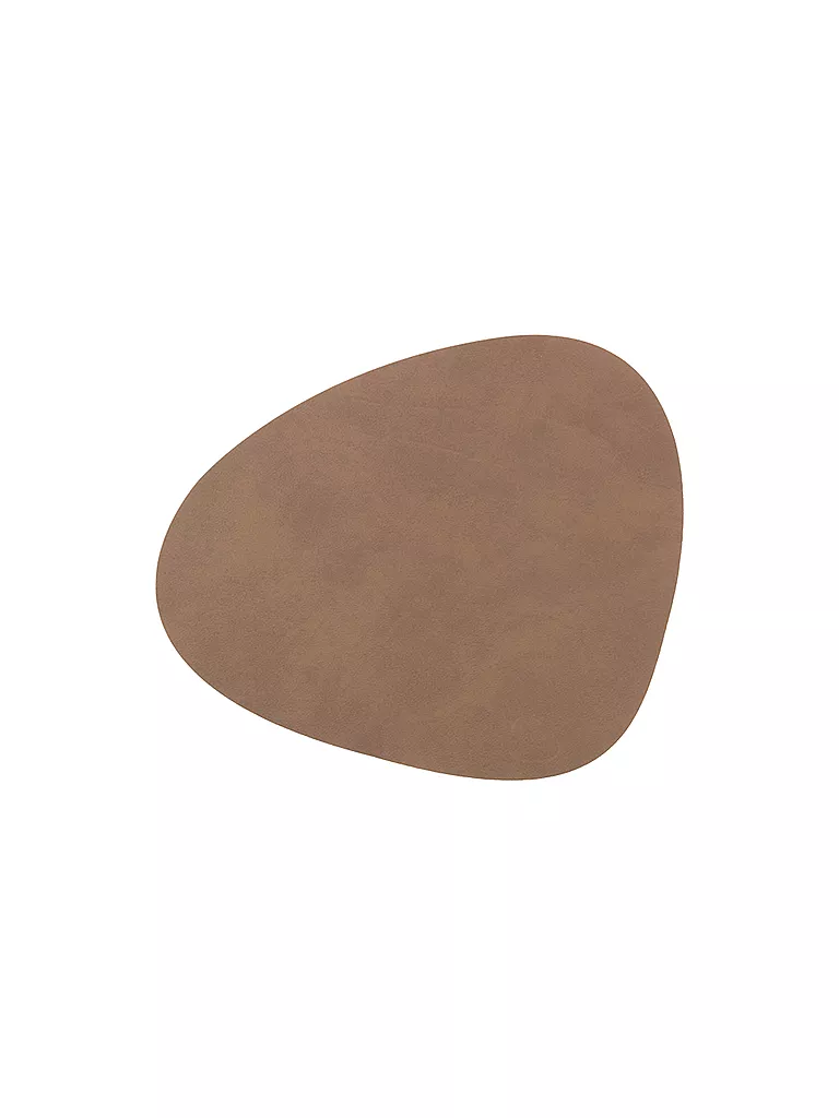 LIND DNA | Sous-verre ovale en cuir Nupo 11x13cm Marron | braun