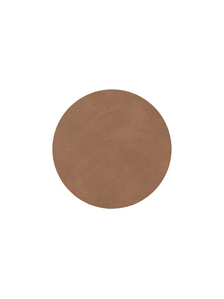 LIND DNA | Sous-verre rond en cuir Nupo 10cm Marron | braun