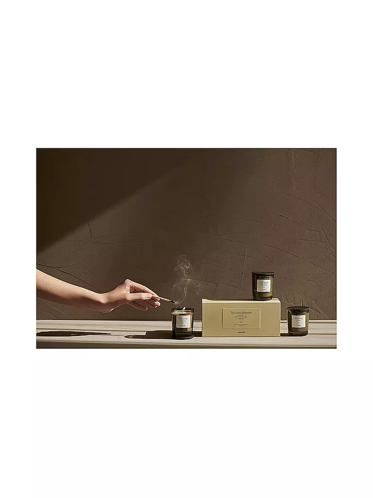 LOOOPS | Coffret cadeau de 3 bougies parfumées LA QUATRIÈME SAISON | dunkelgrün