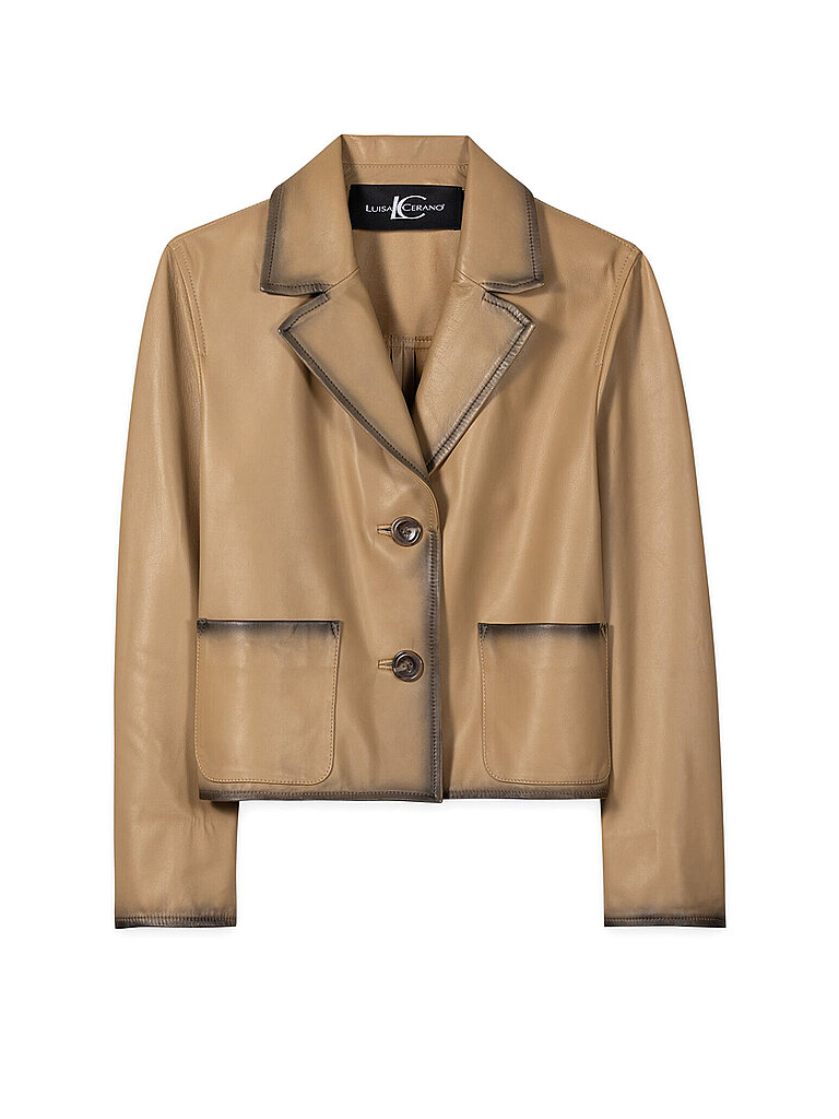 Veste en cuir beige 36