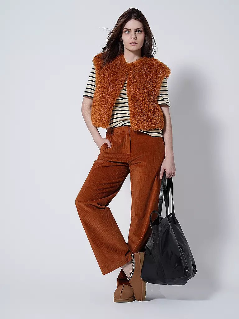 LUISA CERANO | Gilet aspect fourrure | orange