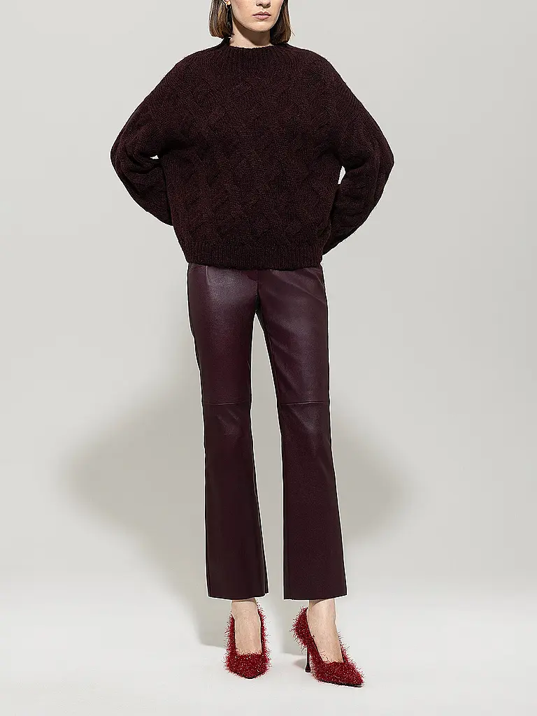 LUISA CERANO | Pantalon en cuir | Rouge foncé