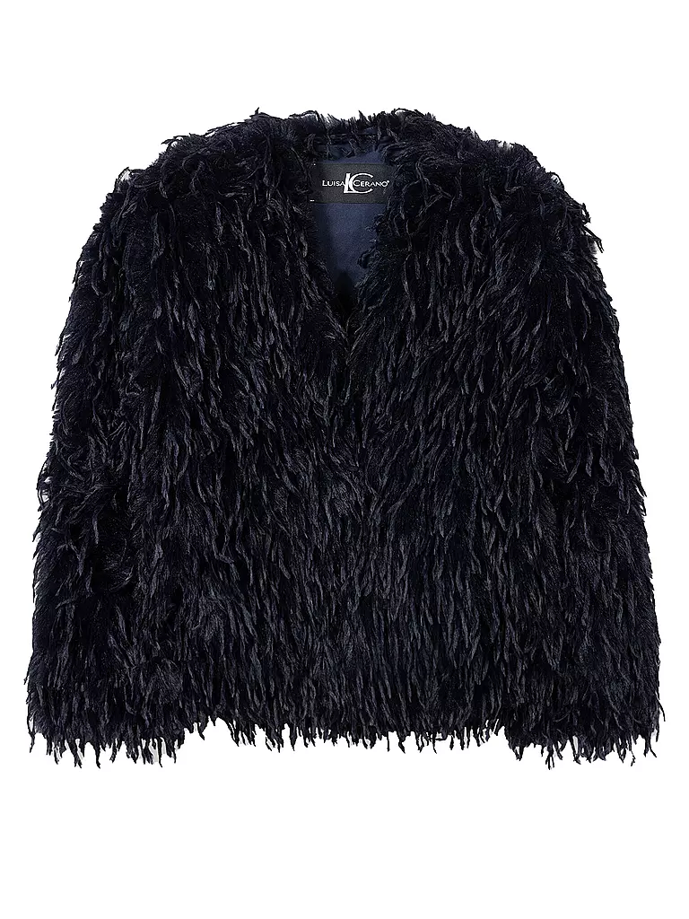LUISA CERANO | Veste courte aspect fourrure | Bleu foncé